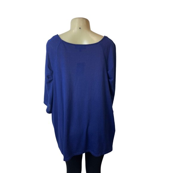 Eloquii Womens Size 26/28 Blue Square Neck Top Short Sleeve Shirt - Picture 3 of 6